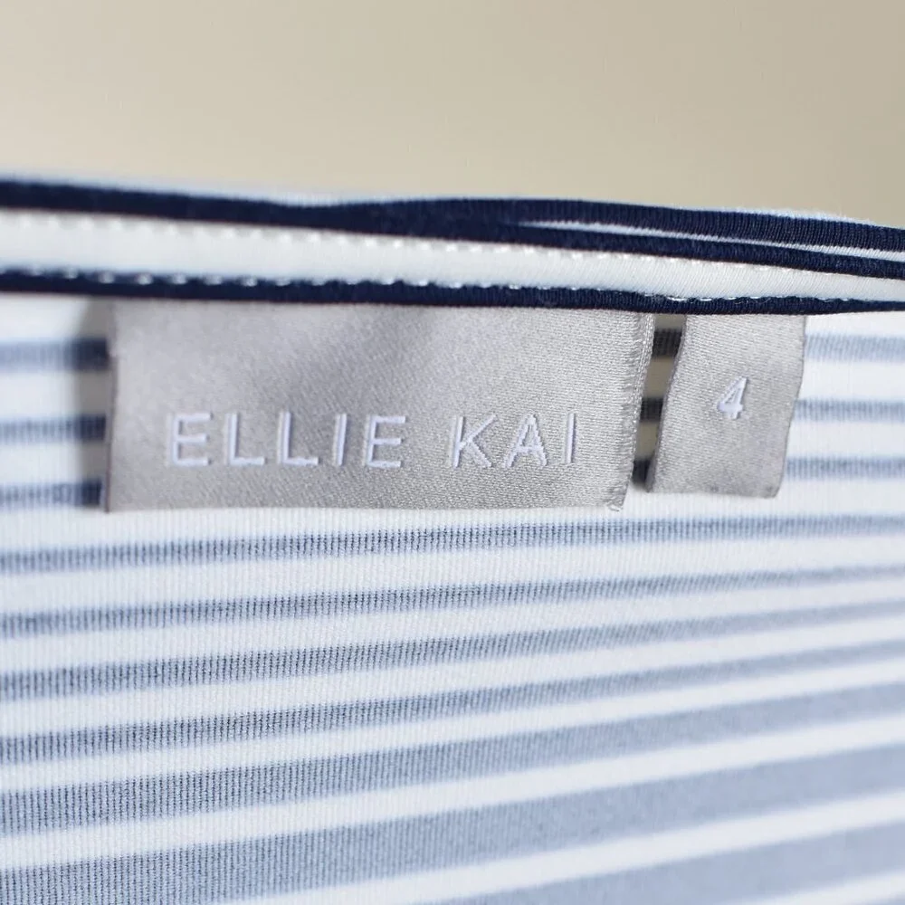 Ellie Kai Stripe 3/4 Sleeve Dress Navy/White 4 - Picture 9 of 9